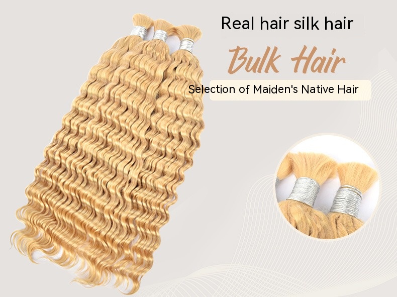 High-quality 613 deep wave human hair bulk hair extensions for a stunning, light blonde look